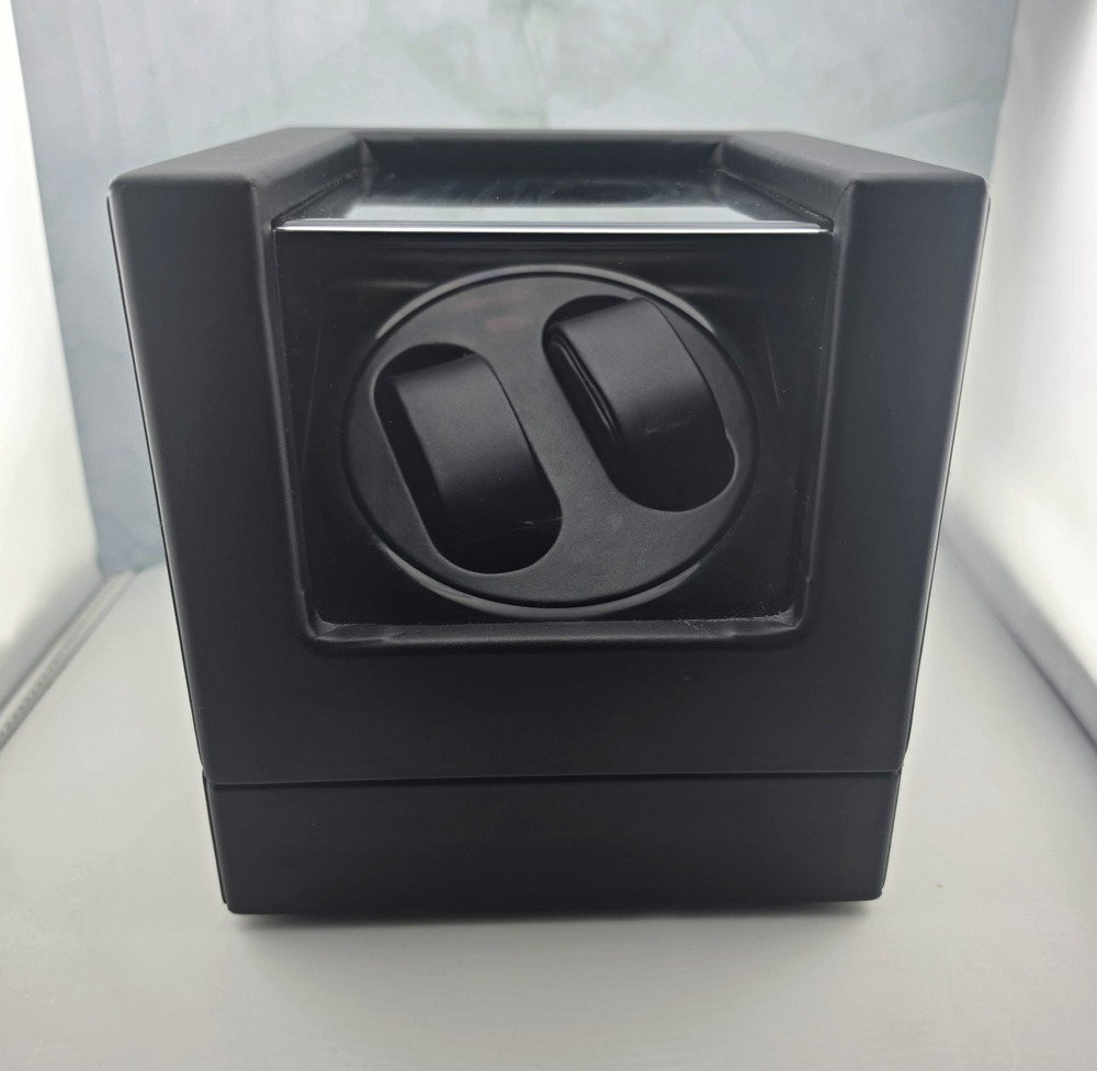 Black Dual Watch Winder Display Case Box with Viewing Window, Holds 1-3 Watches